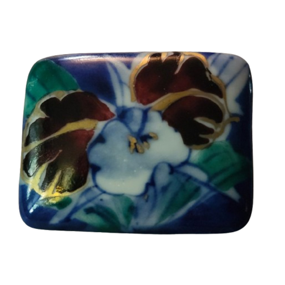 Vtg Handmade Pottery Clay Floral Pin Brooch